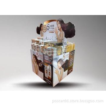 Corrugated cardboard pallet display with spokesman for hair